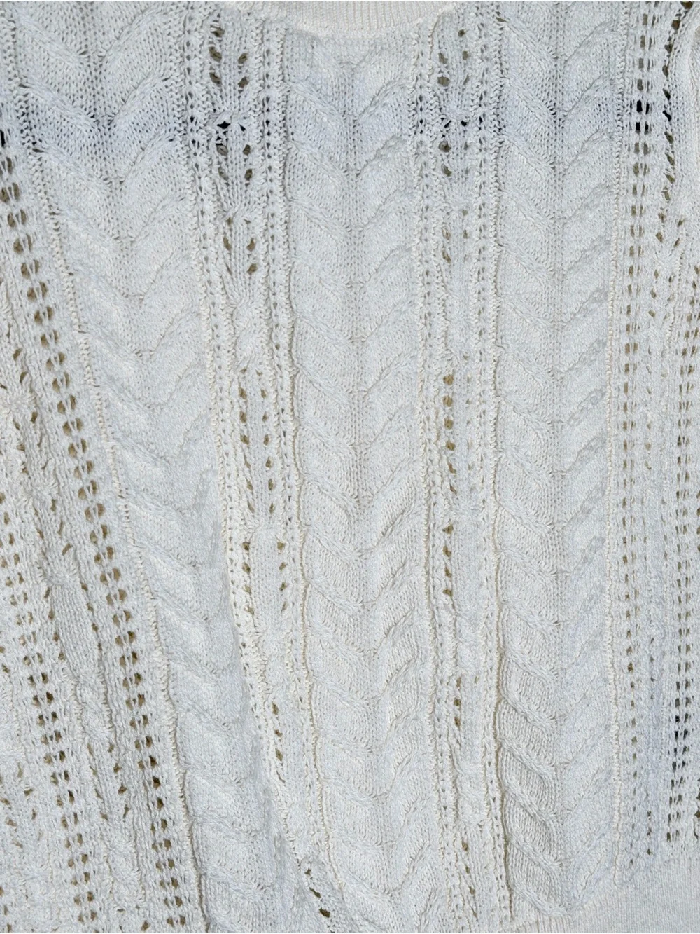 GAP Kids Cream Open-Knit Puff Sleeve Crew Sweater Large